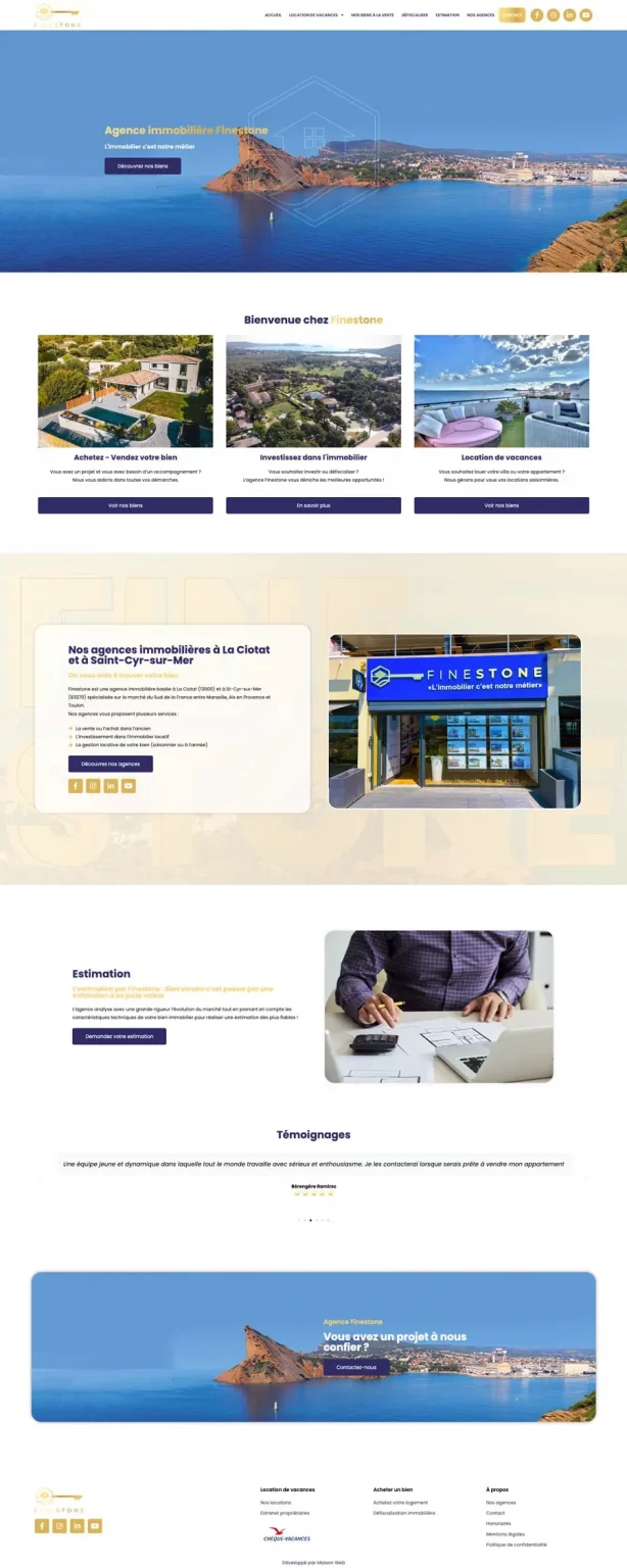 Site web Agence immobilière Finestone