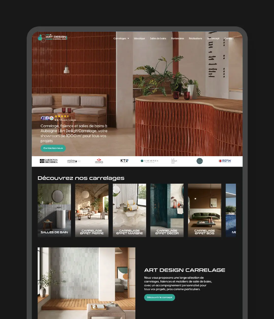 Création de site web Art Design Carrelage Aubagne